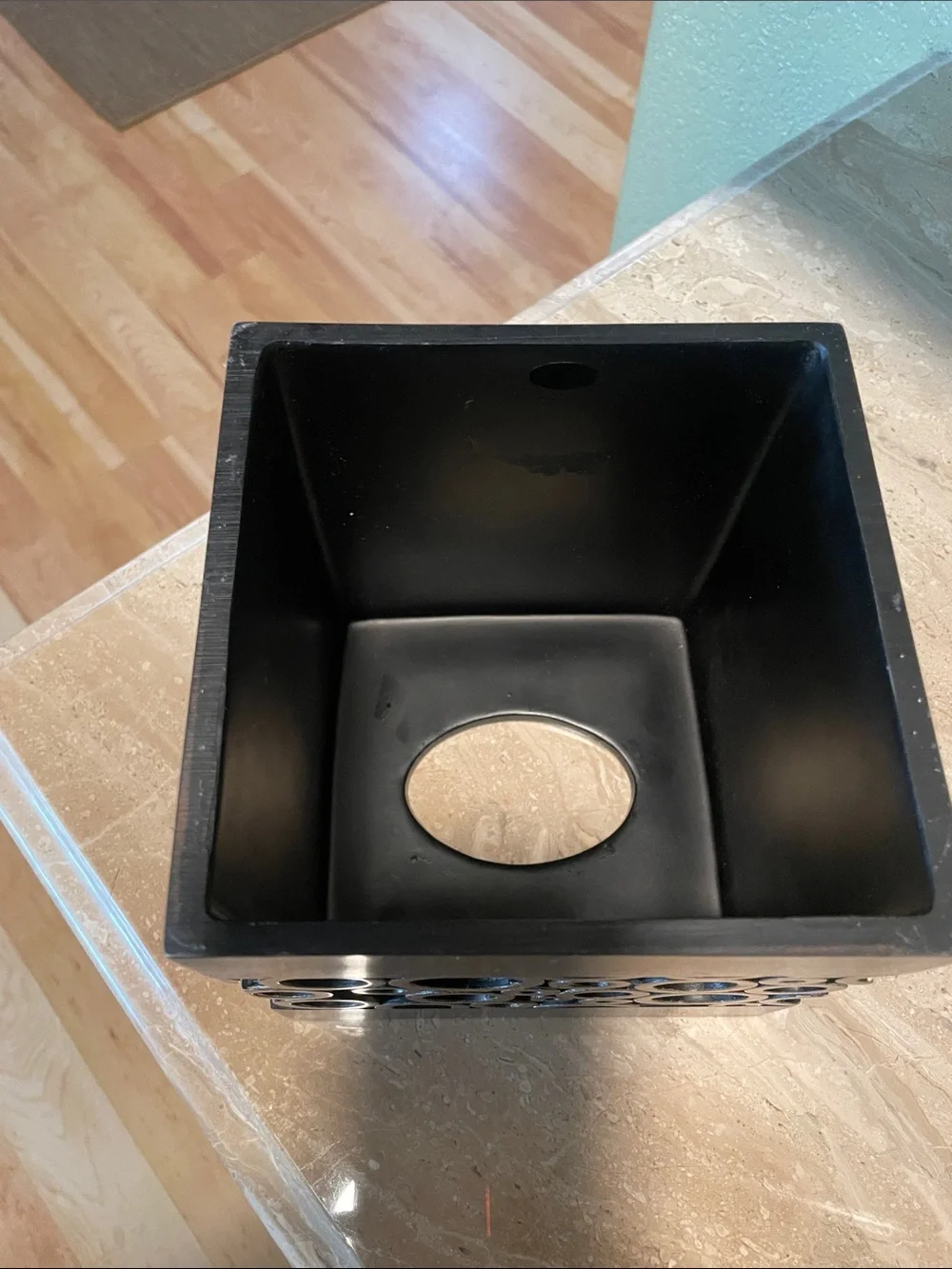 Contemporary Geometric Square Brown and Gold Accent Tissue Holder Cover